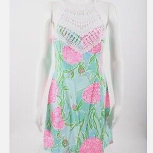 Lilly Pulitzer Pearl Shift Dress Poolside Blue Crochet Lace